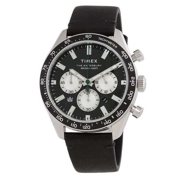 NWT Authentic Timex Waterbury Chronograph Quartz Black Dial Men's Watch - Picture 1 of 3